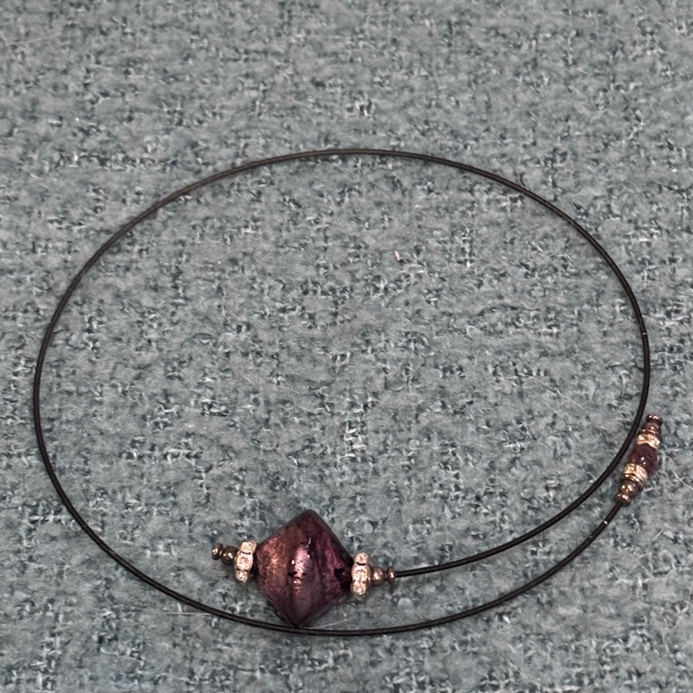 Chic Purple Beaded Choker Necklace with clear glass-silver appearance accents.